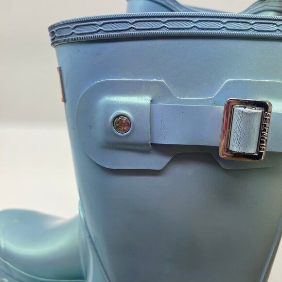 Hunter Rainboots Blue Original Short Gloss Shimmer Calf Height Women's size 6 - Picture 9 of 9